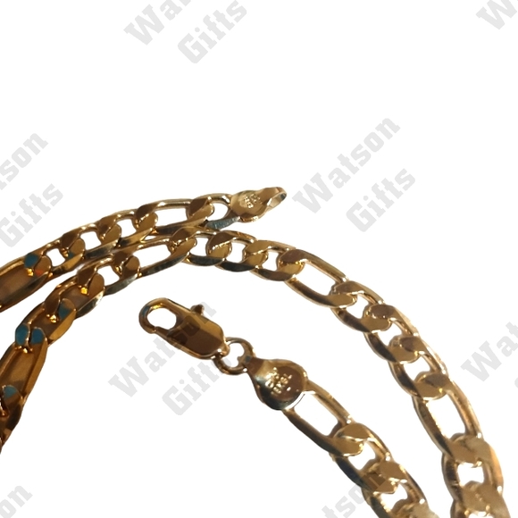COPY - NWT 18K G.L. Stamp Real Gold Layered 22 Inch 8mm Figaro Chain - Picture 2 of 4